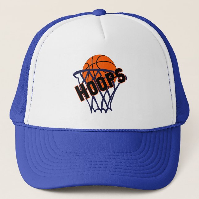 Hoops Basketball & Net Trucker Hat/Cap Hat (Front)