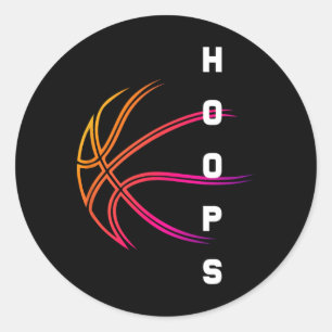 Hoops Bysketbyll Player Retro Classic Round Sticker