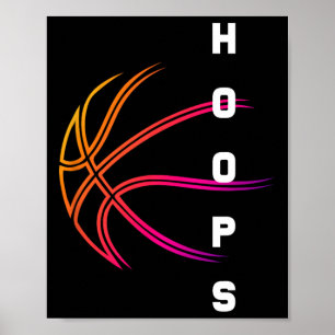 Hoops Bysketbyll Player Retro Poster