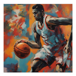 Hoops Dribble Basketball Sports Gift Artworks Poster