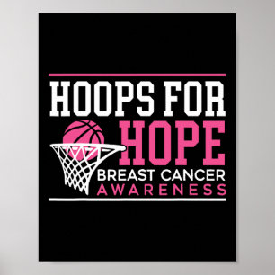 Hoops For Hope Basketball Player Breast Cancer Awa Poster