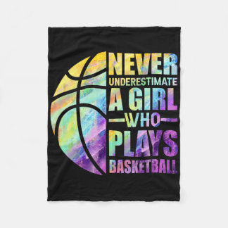 Hoops Girls Never Underestimate A Girl Who Plays B Fleece Blanket