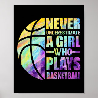 Hoops Girls Never Underestimate A Girl Who Plays B Poster