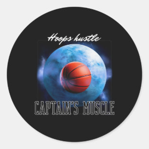 Hoops Hustle Captain's Muscle Classic Round Sticker