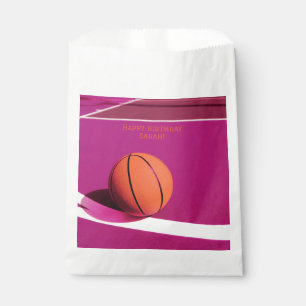 Hoops Pink Birthday Party Sports Basketball  Favour Bags