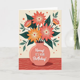 Hooray Birthday Floral Card