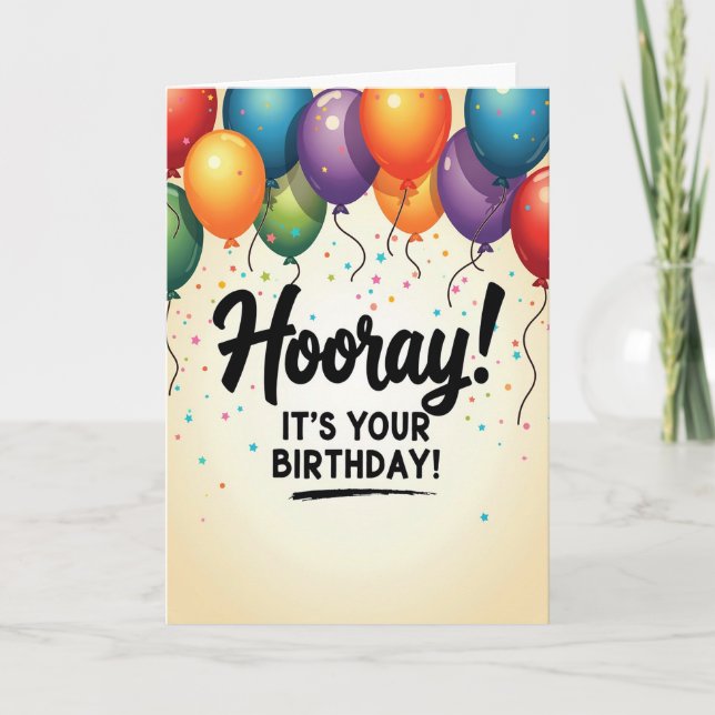 Hooray Birthday Script Card (Front)