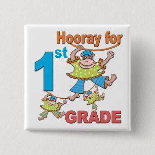 Hooray for 1st Grade 15 Cm Square Badge