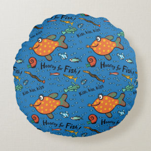 Hooray For Fish Pattern Round Cushion