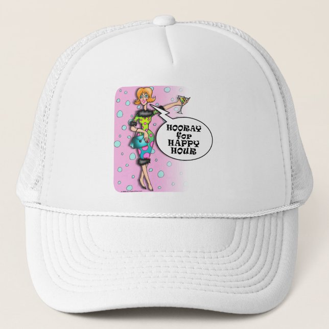 HOORAY FOR HAPPY HOUR HAT w/ cartoon (Front)