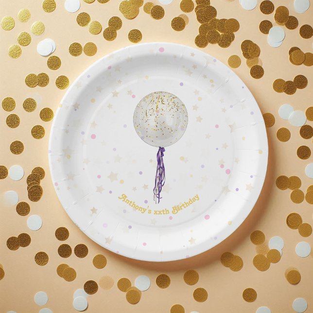Hooray, It’s My Day! Gold Balloon Birthday Paper Plate (Hooray, It’s My Day! Gold Balloon Birthday Paper Plates)