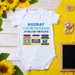 Hooray! My 1st Hanukkah - funny baby food Baby Bodysuit<br><div class="desc">Hooray! It's my First Hanukkah.. But it really sucks to have no teeth yet (inscription). Funny design with traditional Hanukkah food (latkes,  doughnuts and brisket) as baby food. Great as a gift  for baby's 1st Hanukkah.

Wishing you happy Hanukkah!</div>