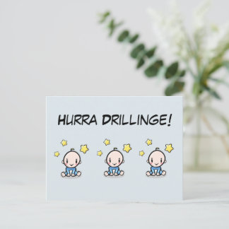 Hooray Triplets, Congratulations Birth, 3 Boys, Postcard