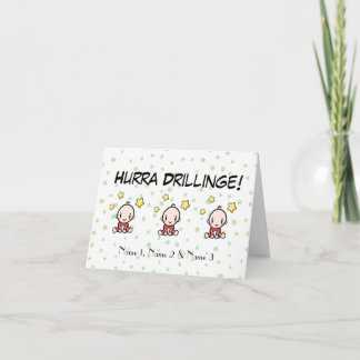 Hooray Triplets, Congratulations Birth, with Text, Card