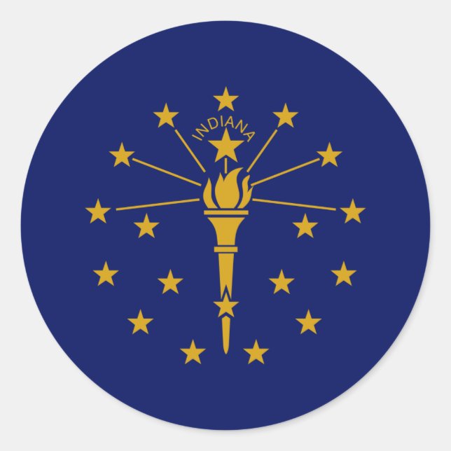 Hoosier Flag, Flag of Indiana Classic Round Sticker (Front)