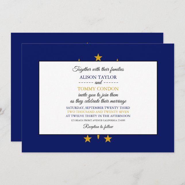 Hoosier Flag, Flag of Indiana Wedding Invitation (Front/Back)