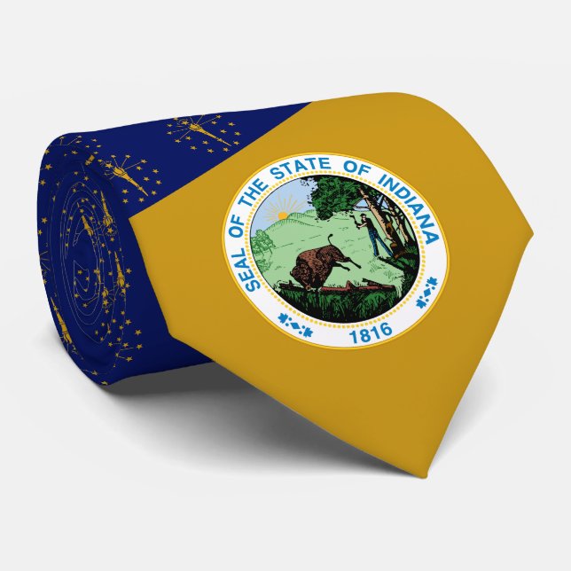 Hoosier Flag & Seal, Flag of Indiana Tie (Rolled)