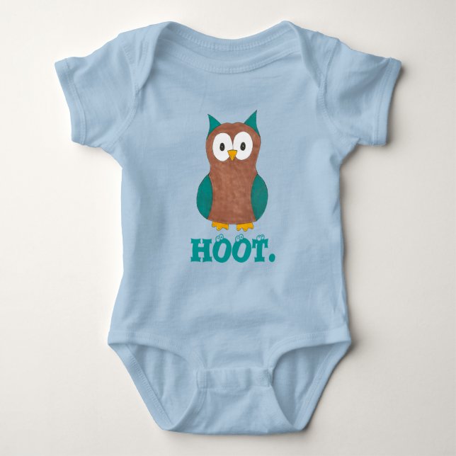 HOOT Cartoon Owl Bird Eyes Wise Owls Birdie Gift Baby Bodysuit (Front)