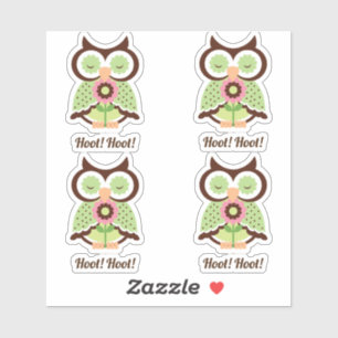 Hoot Hoot! Adorable set of four green spring owls