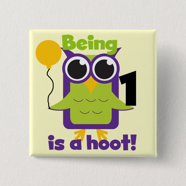 Hoot Owl 1st Birthday T-shirts and Gifts 15 Cm Square Badge (Front)