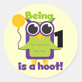 Hoot Owl 1st Birthday T-shirts and Gifts Classic Round Sticker