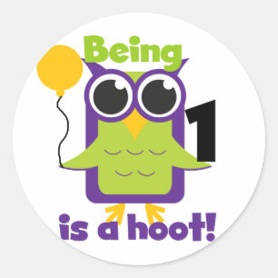Hoot Owl 1st Birthday T-shirts and Gifts Classic Round Sticker