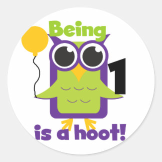 Hoot Owl 1st Birthday T-shirts and Gifts Classic Round Sticker