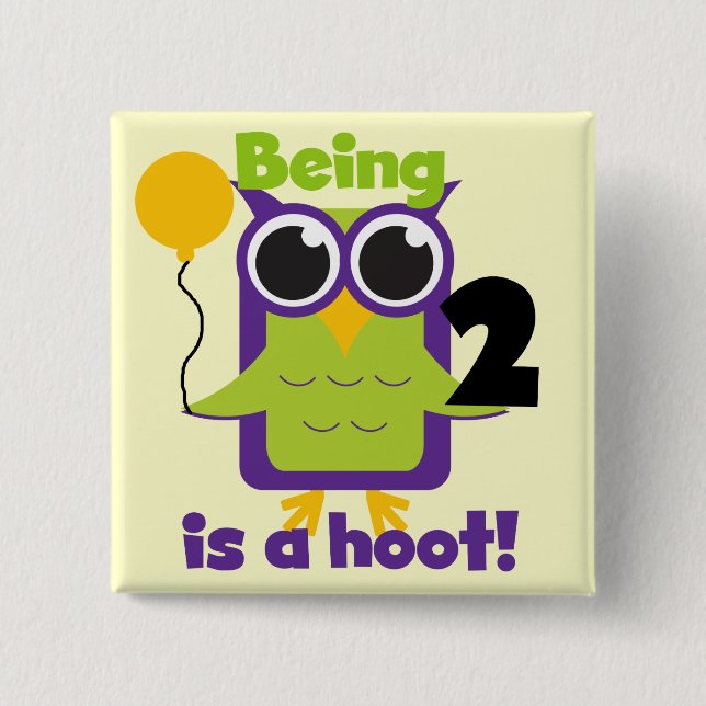 Hoot Owl 2nd Birthday T shirts and Gifts 15 Cm Square Badge (Front)