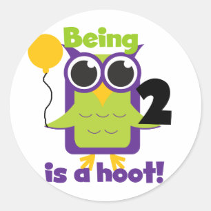 Hoot Owl 2nd Birthday T shirts and Gifts Classic Round Sticker