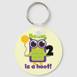Hoot Owl 2nd Birthday T shirts and Gifts Key Ring