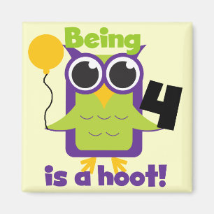 Hoot Owl 4th Birthday T-shirts and Gifts Magnet