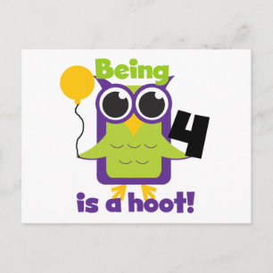 Hoot Owl 4th Birthday T-shirts and Gifts Postcard