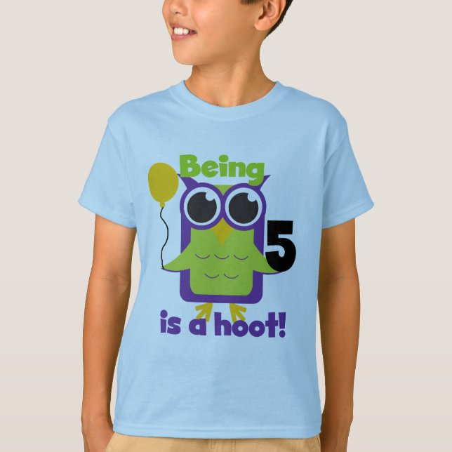 Hoot Owl 5th Birthday T-shirts and Gifts (Front)