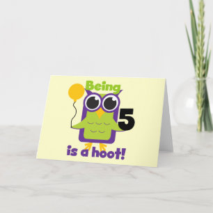 Hoot Owl 5th Birthday T-shirts and Gifts Card