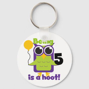 Hoot Owl 5th Birthday T-shirts and Gifts Key Ring