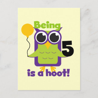 Hoot Owl 5th Birthday T-shirts and Gifts Postcard