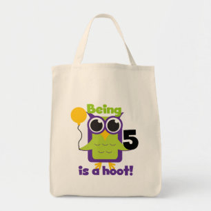 Hoot Owl 5th Birthday T-shirts and Gifts Tote Bag