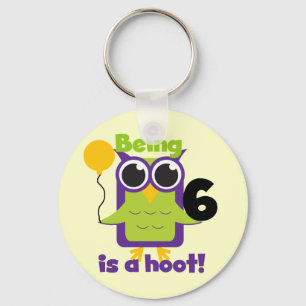 Hoot Owl 6th Birthday T-shirts and Gifts Key Ring