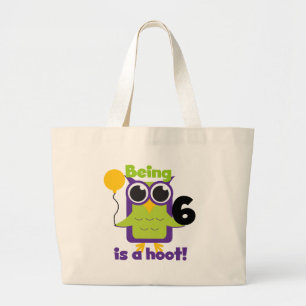 Hoot Owl 6th Birthday T-shirts and Gifts Large Tote Bag