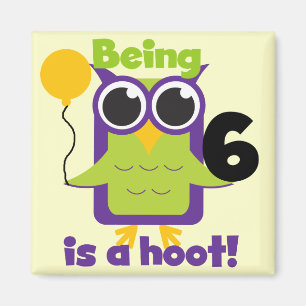 Hoot Owl 6th Birthday T-shirts and Gifts Magnet