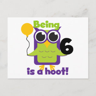 Hoot Owl 6th Birthday T-shirts and Gifts Postcard