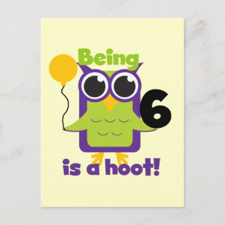 Hoot Owl 6th Birthday T-shirts and Gifts Postcard