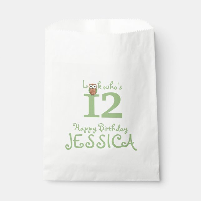 Hoot Owl Happy Birthday Favour Bags (Front)