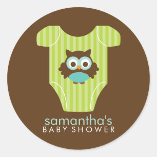 Hoot Owl Outfit Boy Baby Shower Classic Round Sticker