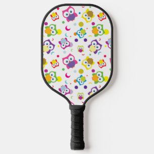 Hoot Owl Woodland Wildlife Polka Dots and Moons Pickleball Paddle
