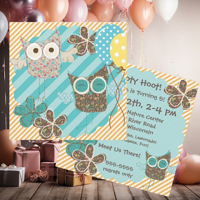 Hoot Owls Customised Birthday Invitation (Creator Uploaded)