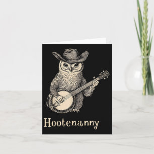 Hootenanny Owl Playing Banjo Country Owl Banjo Gui Card