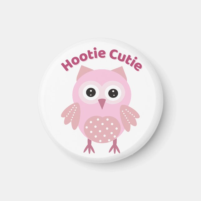 Hootie Cutie Pink Owl Magnet (Front)