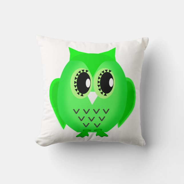Hootie Hoot Owl Lime Green Choose Background Colou Cushion (Front)
