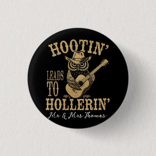 Hootin’ Leads to Hollerin’ – A Playful Cowboy Owl 3 Cm Round Badge